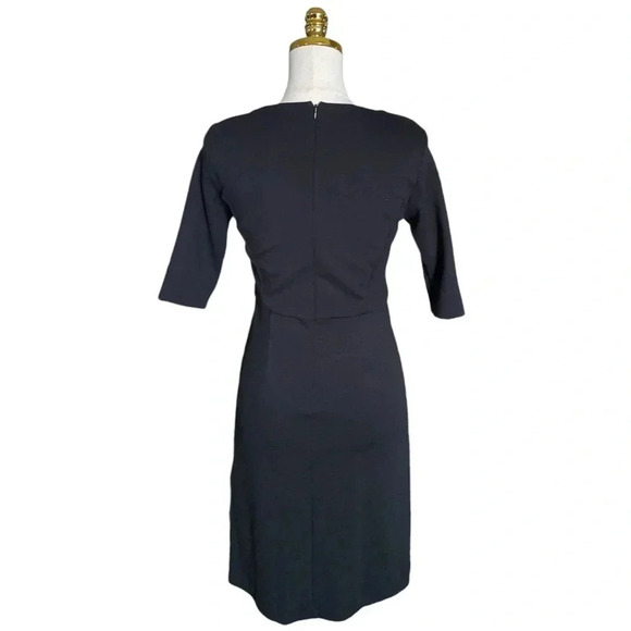 BROOKS BROTHERS | Classic Black Single Pleat A-Line Midi Sheath Dress Size 0 - Picture 5 of 10